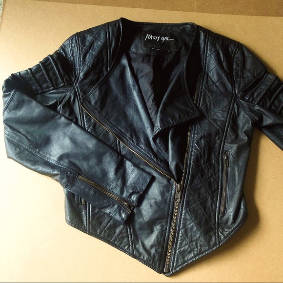 Nasty Gal Jackets & Blazers - Nasty Gal Real-Leather Moto Jacket